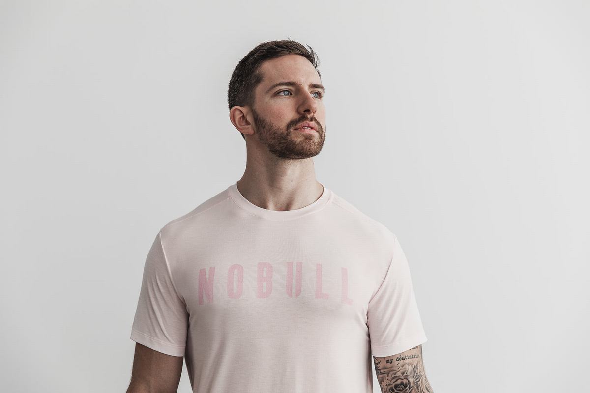 Nobull Men's T Shirts Pink | Australia (EK6453)